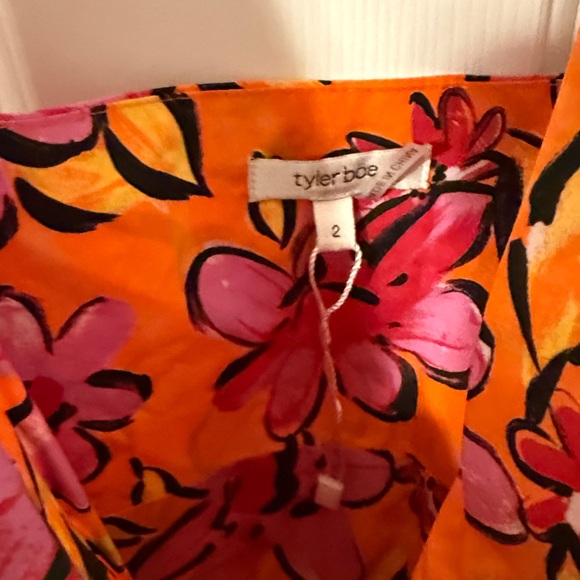 Tyler Boe Vibrant Floral Mini Dress in Orange and Pink - Picture 3 of 3